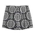 Black And White Boho Mandala Print Mesh Shorts