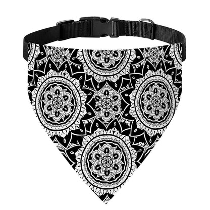 Black And White Boho Mandala Print Over The Collar Dog Bandana