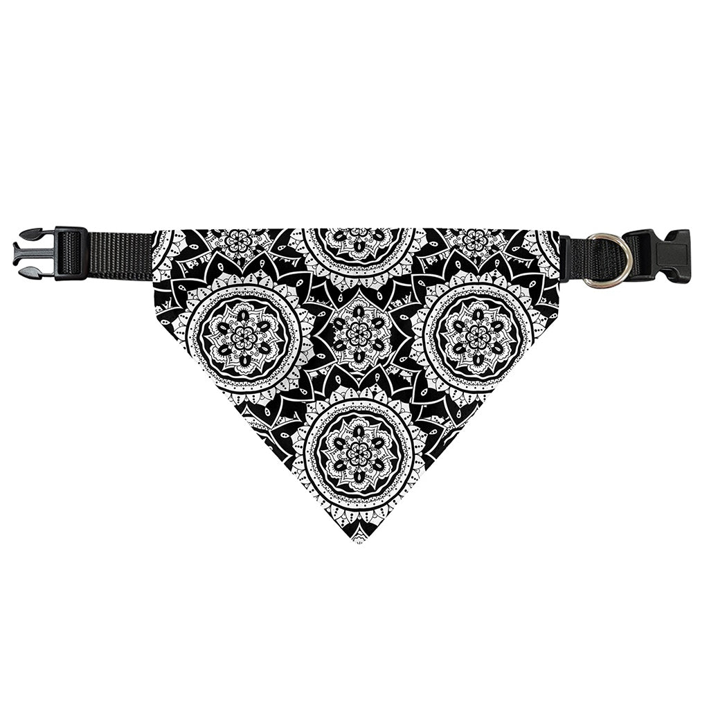 Black And White Boho Mandala Print Over The Collar Dog Bandana