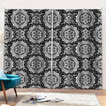 Black And White Boho Mandala Print Pencil Pleat Curtains