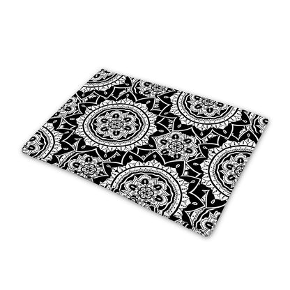 Black And White Boho Mandala Print Pet Cooling Mat Cover