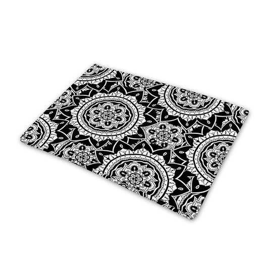 Black And White Boho Mandala Print Pet Cooling Mat Cover