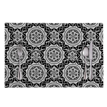 Black And White Boho Mandala Print Placemat
