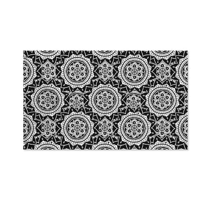 Black And White Boho Mandala Print Polyester Flag