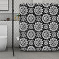 Black And White Boho Mandala Print Polyester Shower Curtain