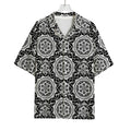 Black And White Boho Mandala Print Rayon Hawaiian Shirt
