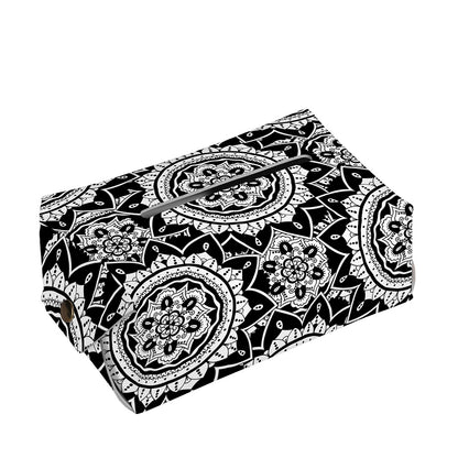 Black And White Boho Mandala Print Rectangle Tissue Box Cover
