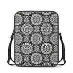 Black And White Boho Mandala Print Rectangular Crossbody Bag