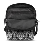 Black And White Boho Mandala Print Rectangular Crossbody Bag