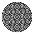 Black And White Boho Mandala Print Round Floor Mat