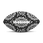 Black And White Boho Mandala Print Rugby Ball