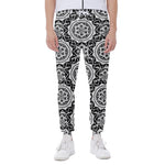 Black And White Boho Mandala Print Scuba Joggers