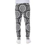 Black And White Boho Mandala Print Scuba Joggers