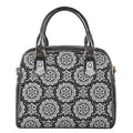 Black And White Boho Mandala Print Shoulder Handbag