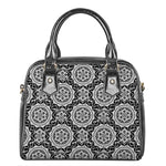 Black And White Boho Mandala Print Shoulder Handbag