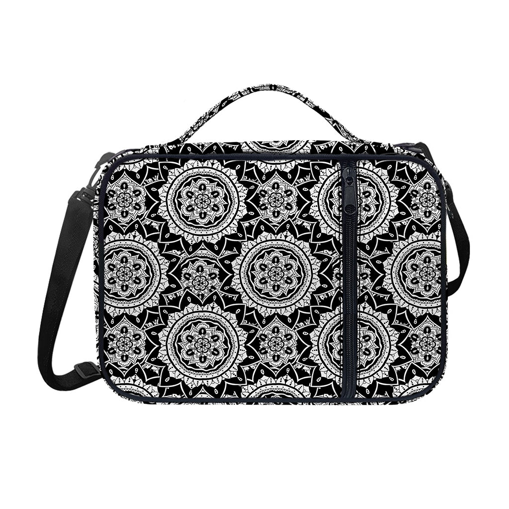 Black And White Boho Mandala Print Shoulder Strap Bible Bag