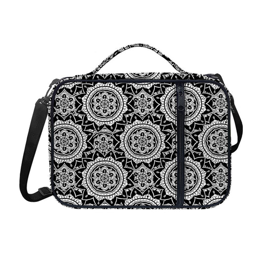 Black And White Boho Mandala Print Shoulder Strap Bible Bag