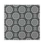 Black And White Boho Mandala Print Silk Bandana