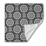 Black And White Boho Mandala Print Silk Bandana