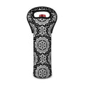 Black And White Boho Mandala Print Single Neoprene Wine Tote