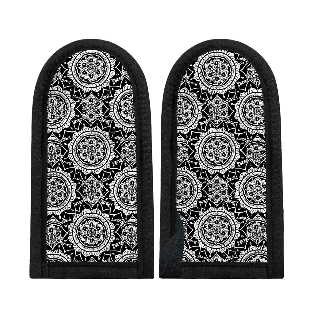 Black And White Boho Mandala Print Skillet Handle Cover