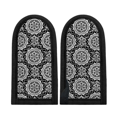 Black And White Boho Mandala Print Skillet Handle Cover