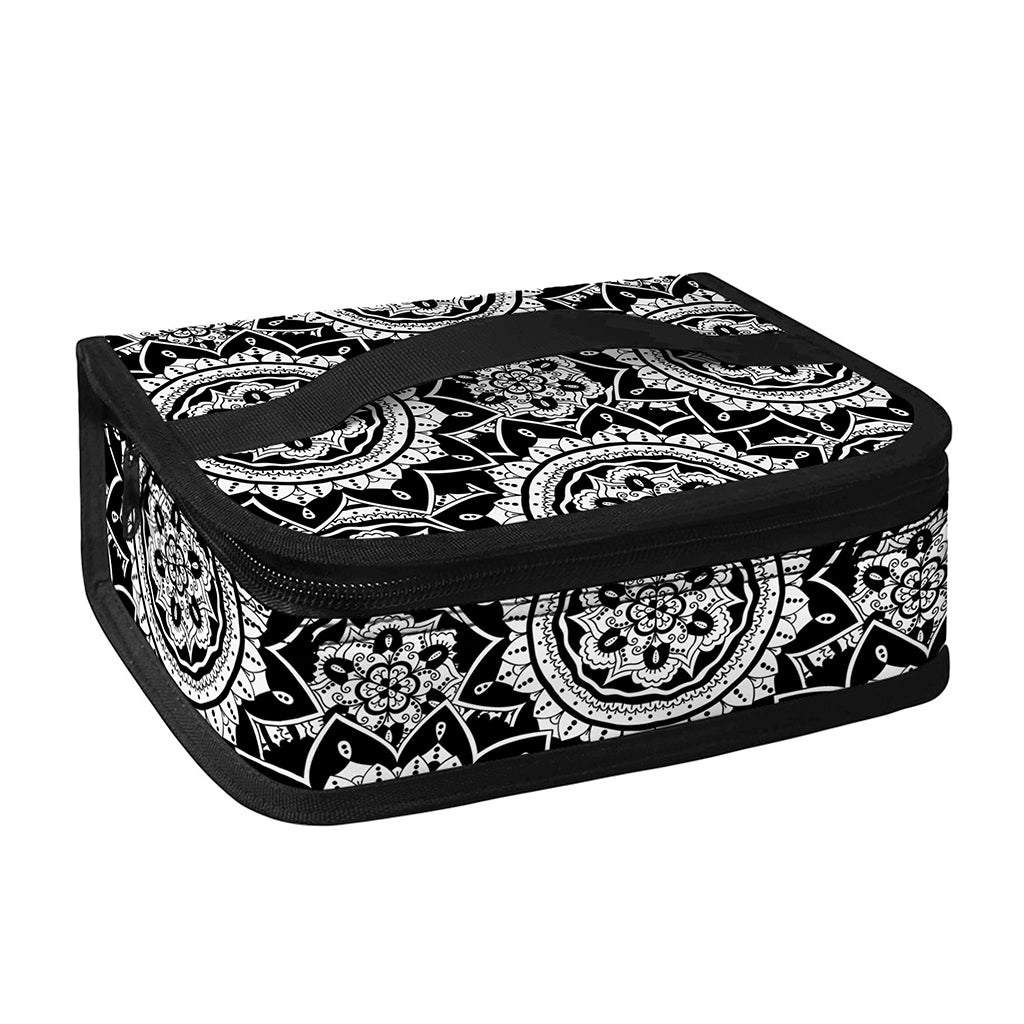 Black And White Boho Mandala Print Small Lunch Bag