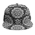 Black And White Boho Mandala Print Snapback Cap
