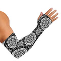 Black And White Boho Mandala Print Sun Protection Arm Sleeves