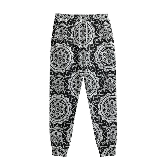 Black And White Boho Mandala Print Sweatpants