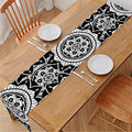 Black And White Boho Mandala Print Table Runner