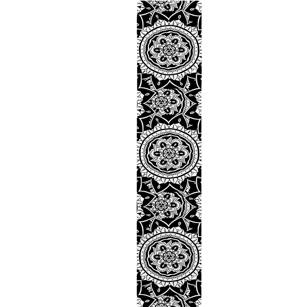 Black And White Boho Mandala Print Table Runner