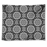 Black And White Boho Mandala Print Tapestry