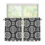 Black And White Boho Mandala Print Tier Curtains
