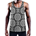Black And White Boho Mandala Print Men's Workout Tank Top