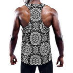 Black And White Boho Mandala Print Training Tank Top