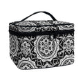Black And White Boho Mandala Print Travel Makeup Bag