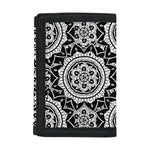 Black And White Boho Mandala Print Trifold Wallet
