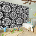Black And White Boho Mandala Print Wall Sticker