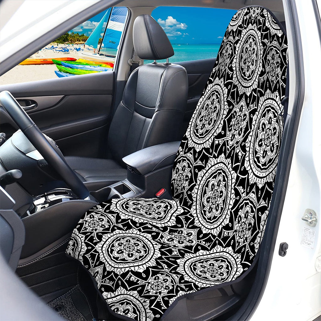 Black And White Boho Mandala Print Waterproof Car Seat Cover