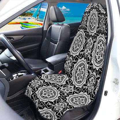 Black And White Boho Mandala Print Waterproof Car Seat Cover