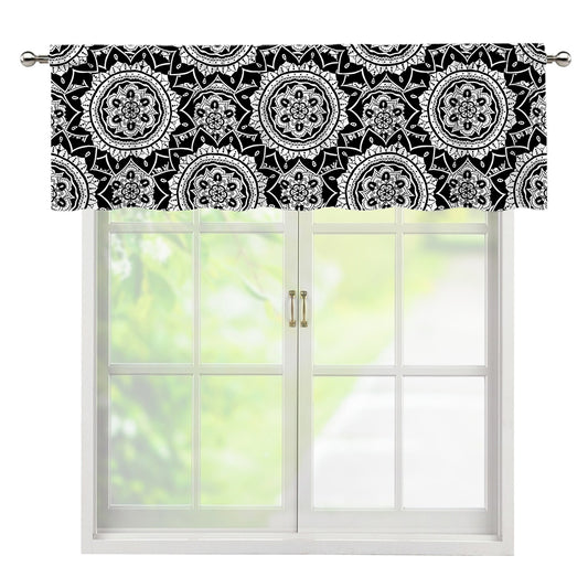 Black And White Boho Mandala Print Window Valance