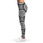 Black And White Boho Mandala Print Women's Leggings
