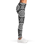 Black And White Boho Mandala Print Women's Leggings