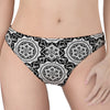 Black And White Boho Mandala Print Women's Thong