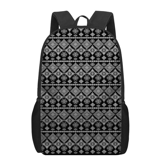 Black And White Boho Tribal Print 17 Inch Backpack