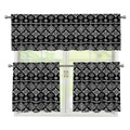 Black And White Boho Tribal Print 3 Piece Kitchen Curtains