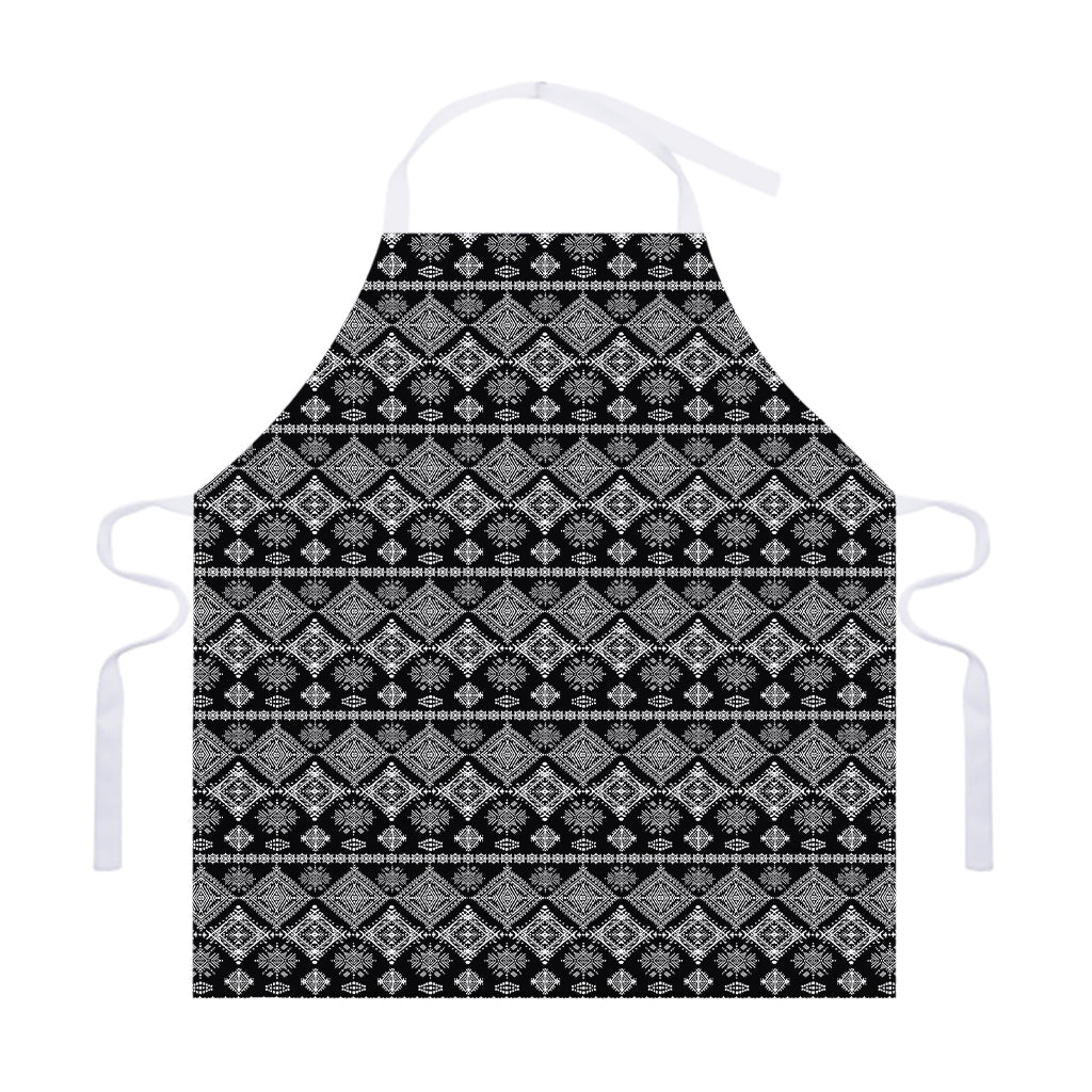 Black And White Boho Tribal Print Adjustable Apron
