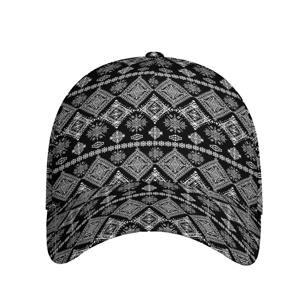 Black And White Boho Tribal Print Baseball Cap