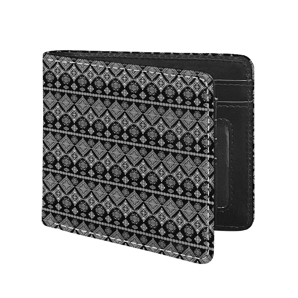Black And White Boho Tribal Print Bifold Wallet